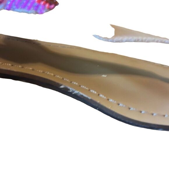 Guess 7 Pink Tan Beaded Embellished T-Strap Flip Flop Sandals Boho Festival - Picture 6 of 8